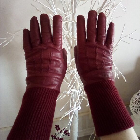 VTG Aldo Leather  Boots Burgundy Booties Sz 8  With Clutch Bag And Gloves - Picture 3 of 15